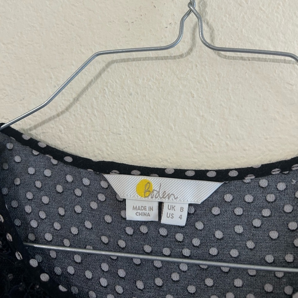 Boden Cynthia Polka Dot Lace Blouse Black White Size 4 Women's 3/4 Sleeve Formal - Picture 9 of 9